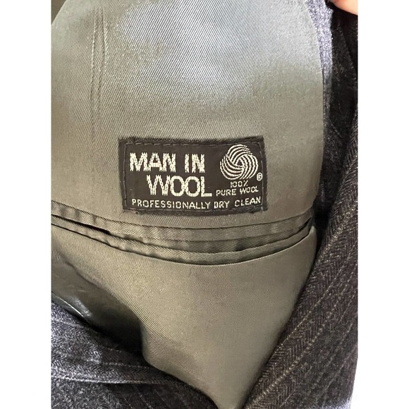 Redwood & Ross Man In Wool Blazer Sport Coat Mens Size 44 Gray Stripes Pockets - Picture 4 of 13